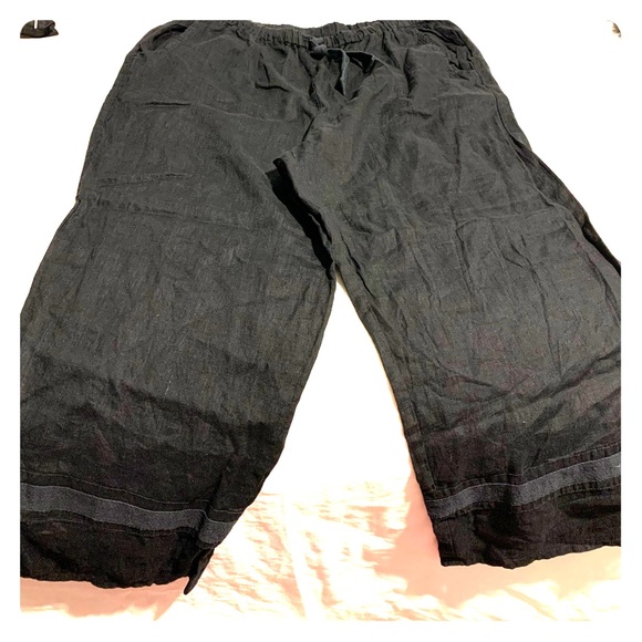 Pants - Wide Leg Cropped Linen Pants